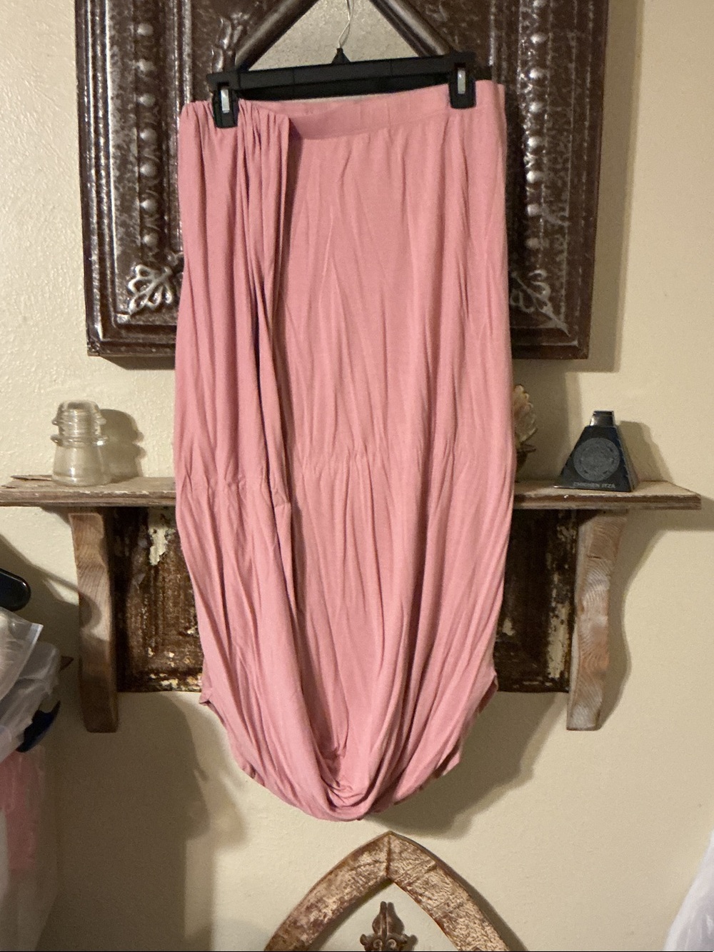 Dusty Rose Asymmetrical Draped Maxi Skirt - Unbranded